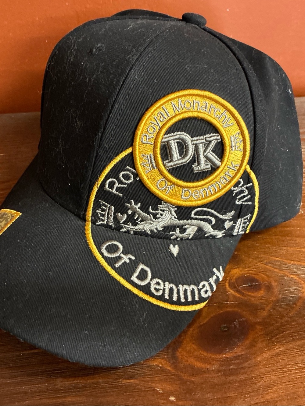 Source Unknown Black Baseball Cap with Gold Embroidered DK Crest
